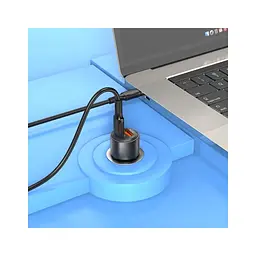 Зарядний пристрій BOROFONE 1xUSB-C PD 65 Вт + 1xUSB QC 3.0 83 Вт автомобільний адаптер прозоро-чорний (6941991101625) - мініатюра 3