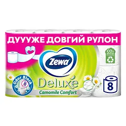 Туалетний папір Zewa Deluxe Ромашка 3 шари 8 рулонів (7322541171708) - мініатюра 2