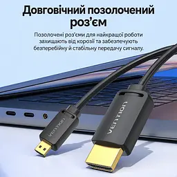 Відеокабель Vention AGHBI Mini HDMI - HDMI 4K 60 Гц 3 м чорний (AGHBI) - мініатюра 6