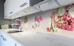 Кухонний фартух Рожеві Троянди Париж вінілова наклейка для кухні ПВХ Ейфелева вежа Квіти Happy Pocket Z181346 - мініатюра 6