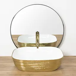 Умивальник Rea Floria gold/white накладний REA-U0027, Золотий - мініатюра 4