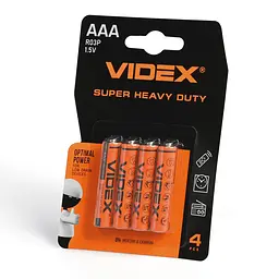 Батарейка сольова VIDEX R03P/AAA 4шт BLISTER VIDEX (28588-000)