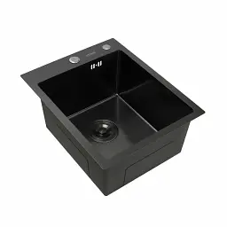 Кухонна мийка Platinum Handmade PVD HSBB з нержавіючої сталі 3 мм прямокутна 40x50x22 см чорна - мініатюра 2