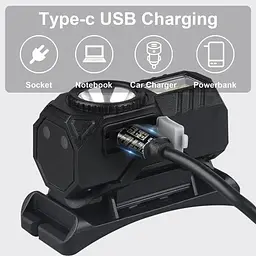 Ліхтар налобний T131-XPE+3SMD із сенсорним керуванням кліпса магніт Li-Ion акумулятор Type-C Чорний - мініатюра 5