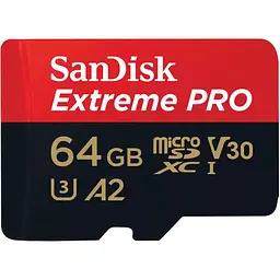 Карта пам'яті SanDisk microSDXC Extreme Pro 64GB UHS-I U3 V30 A2 + SD Adapter (SDSQXCU-064G-GN6MA) [174287] - мініатюра 2