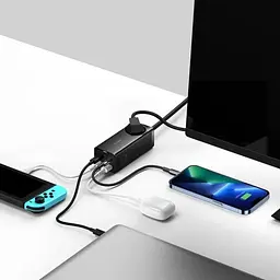 Мережевий зарядний пристрій Baseus GaN3 Pro Desktop Powerstrip AC+2U+2C 65W PSZM000001 Black - мініатюра 3