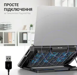 Охолоджувальна підставка для ноутбука до 18 дюймів GamePro GPCP-890 RGB 2xUSB 6xfans - мініатюра 5