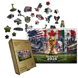 Деревянный пазл puzzlean Чемпионат Мира 2026, А3, Деревянная коробка 200 элементов