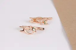 Дитячі золоті сережки кошечки S-0040 - мініатюра 5
