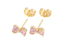 Сережки Xuping пусети Позолота 14K "Рожеві кришталеві банти" (311582)
