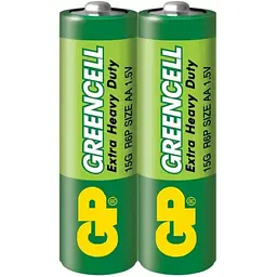 Батарейки GP зелений CELL 1.5V сольові, 15G-S2, R6, AA 2 шт.
