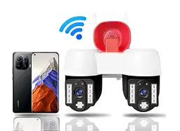 Високопродуктивна камера відеоспостереження з двома напрямками руху, Wi-Fi, горизонтальне обертання на 360° та вертикальне на 90°, водонепроникна, нічне бачення, датчик руху, 4M, x10, V380 Pro - мініатюра 2