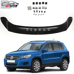 Дефлектор капота мухобойка Volkswagen Tiguan 2007-2016 Євро Кріплення (Vip Tuning)