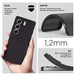 Чехол-накладка для смартфона TECNO Camon 40 4G (CM5) противоударный, силиконовый, термополиуретановый (ТПУ), с защитой камеры и корпуса, черный, защита всего корпуса, ArmorStandart (ARM88902) - мініатюра 3