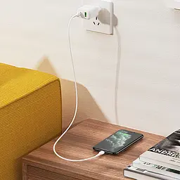 Адаптер сетевой HOCO Type-C to Lightning Cable Favor dual port N5 1USB and 1Type-C PD 20W QC 3.0 3a - мініатюра 4