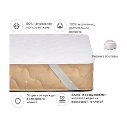 Наматрацник MirSon № 962 Natural Line Стандарт Cotton 90x200 см (2200000836021) - мініатюра 2