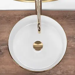 Умивальник Rea Sami 36x36 gold brush/white (REA-U6630) - мініатюра 4