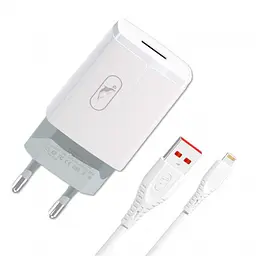 Мережевий зарядний пристрій SkyDolphin SC06L (1USBx2.4A) Білий (MZP-000178) + кабель Lightning