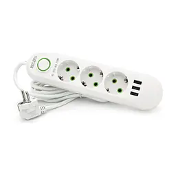 Мережевий фільтр живлення Voltronic F03U, 3роз EU, 3xUSB White (F03U-White) - мініатюра 2