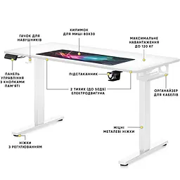 Стіл Mealux PowerDesk Duo White (арт. EVO-242 Duo W/W) - мініатюра 2