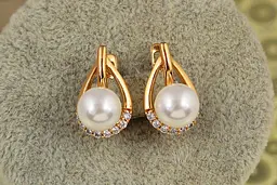 Сережки Xuping Jewelry вершина з перлиною 1,3 см золотисті