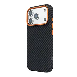 Карбоновый чехол для Apple iPhone 17 Pro, LikeCarbon2 SE MagCase, черный, тонкий защитный чехол-панель из поликарбоната с магнитами N52, MagSafe, противоударный, совместимый с беспроводной зарядкой, приподнятые края для защиты камеры, ArmorStandart (ARM89161) - мініатюра 5