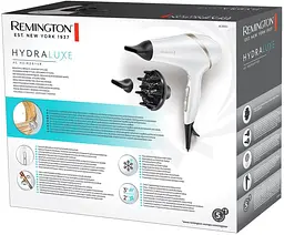 Фен Remington HydraLuxe, 2300Вт, 3 режими, дифузор, іоніз-я, хол. обдув, білий - мініатюра 6