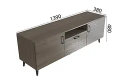 Тумба Лестер на конусних ніжках Ferrum-decor 48x139x38 Чорний метал ДСП Дуб Сонома Трюфель 16 мм (FRD-106805) - мініатюра 2