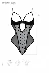 Еротичне боді Passion MARINA BODY, S/M, black, з відкритими чашками - мініатюра 5
