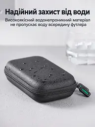 Защитный футляр для жёсткого диска и аксессуаров UGREEN LP128 малый 16,5 × 9,5 × 4,5 см органайзер для накопителя 2,5″ с защитой от брызг с оболочкой EVA и противоударной подкладкой с эластичными фиксаторами с сетчатым карманом для кабелей с мягкой перегородкой чёрный (40707) - миниатюра 8