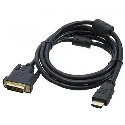 Кабель HDMI (M) - DVI-D (M, 24-pin), 1.8 м, чорний, Patron, феритові фільтри (PN-DVI-HDMI-18F)