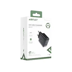 Мережевий зарядний пристрій Acefast A1 PD20W single USB-C charger чорний - мініатюра 2