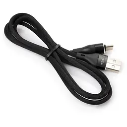 Дата кабель USB 2.0 AM to Type-C 1.0m cylindric nylon back Vinga (VCPDCTCCANB1BK) - мініатюра 3