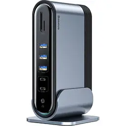Мультипортовий адаптер USB Хаб Baseus Working Station Three-Screen Multifunctional Type-C CAHUB-BG0G Grey