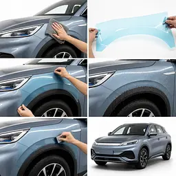 Антигравійна захисна бронеплівка за лекалами для BYD Atto 3 (Yuan Plus) I 2022-2024 - передня частина авто (капот бампер крила)) - мініатюра 2