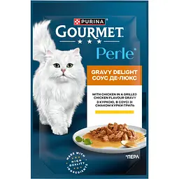 Вологий корм для дорослих котів Purina Gourmet Perle Mini Fillets Chicken міні філе в соусі з куркою 85 г - мініатюра 2