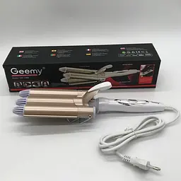 Потрійна плойка для волосся Geemy GM 1988 плойка три хвилі кераміка 25мм щипці для створення хвиль 45 Вт Білий - мініатюра 3