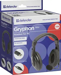 Гарнітура Defender Gryphon 750U USB Black - мініатюра 3