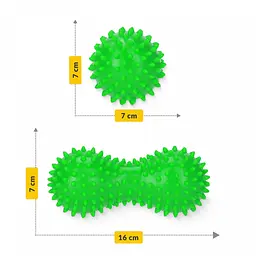Масажний м'яч подвійний з шипами 4FIZJO Spike+ 7 x 16 см Green (P-5905973403351) - мініатюра 8
