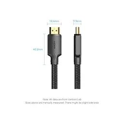 Кабель мультимедійний HDMI M to HDMI M 10.0m 4K30Hz cotton braided black Vention (ALLBL) - мініатюра 7