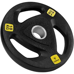 Диск олімпійський Cornix 1 x 10 кг 51 мм металевий, прогумований Black XR-0426