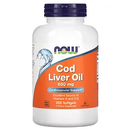 NOW Риб'ячий жир з Печінки Тріски, Cod Liver Oil - 250 софтгель Now Foods