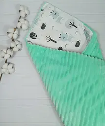 Плед для немовлят із знімним утеплювачем та подушка a.l.babybox Олені у лісі М'ятний - мініатюра 2