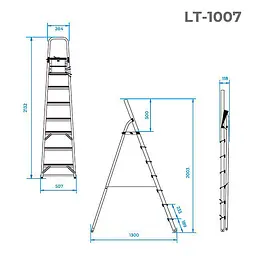 Драбина алюмінієва Intertool 7 ступенів висота до платформи 1500 мм LT-1007 - мініатюра 10
