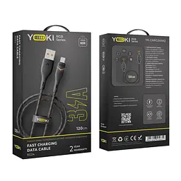 Кабель для заряджання та обміну даними USB Yoki YK-RG24 RGB Series USB/MicroUSB 60W 3A/20V 1.2 м Чорний - мініатюра 2