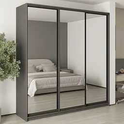 Шафа-купе тридверна MebelStar Комбо BG 3 Дзеркала 230x60x240 см Антрацит (MBS-9803)