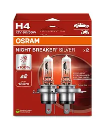 Комплект галогенових ламп OSRAM 64193NBS-2HB H4 Night Breaker Silver +100% 60/55W 12V P43t (2 шт)