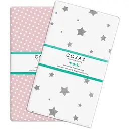 Набір простирадл полуторне Cosas PINK DOTS/ GREY STARS 155х240 см (SetSheet_DropPink_StarGrey_155х240)