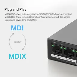 Комутатор MS105GP 5xGE (4xPoE), 65Вт, Некерований Mercusys teh0018243 - мініатюра 9