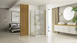 Душова кабіна Rea Hugo 80x80 gold подвійна REA-K6608, Золотий, Універсальна, прозорий, золотий - мініатюра 2